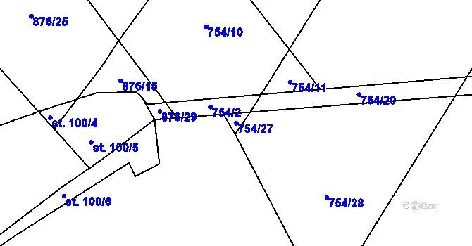 Parcela st. 754/27 v KÚ Kundratice u Rozsoch, Katastrální mapa