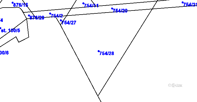 Parcela st. 754/28 v KÚ Kundratice u Rozsoch, Katastrální mapa