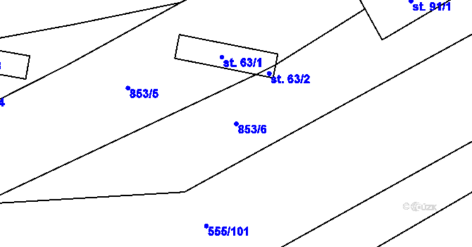 Parcela st. 853/6 v KÚ Kundratice u Rozsoch, Katastrální mapa