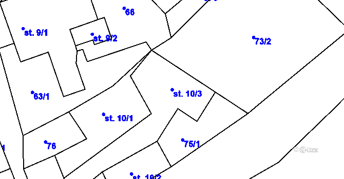 Parcela st. 10/3 v KÚ Kundratice u Rozsoch, Katastrální mapa