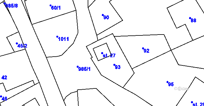 Parcela st. 27 v KÚ Kundratice u Rozsoch, Katastrální mapa