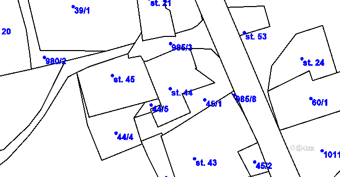 Parcela st. 44 v KÚ Kundratice u Rozsoch, Katastrální mapa