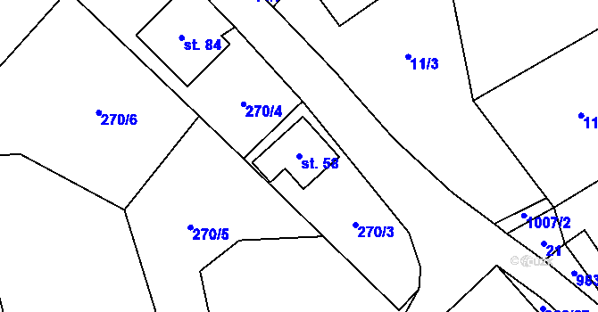 Parcela st. 58 v KÚ Kundratice u Rozsoch, Katastrální mapa