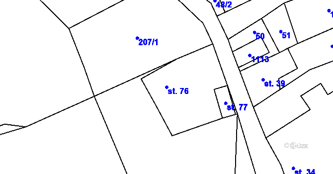 Parcela st. 76 v KÚ Kundratice u Rozsoch, Katastrální mapa