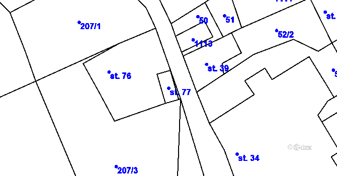 Parcela st. 77 v KÚ Kundratice u Rozsoch, Katastrální mapa