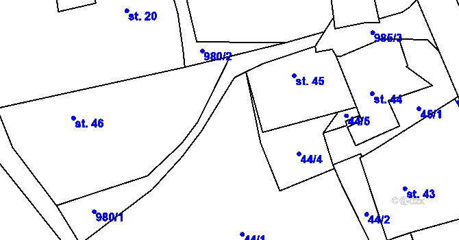 Parcela st. 43 v KÚ Kundratice u Rozsoch, Katastrální mapa