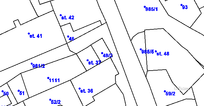 Parcela st. 49/2 v KÚ Kundratice u Rozsoch, Katastrální mapa