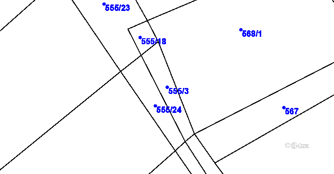 Parcela st. 555/3 v KÚ Kundratice u Rozsoch, Katastrální mapa