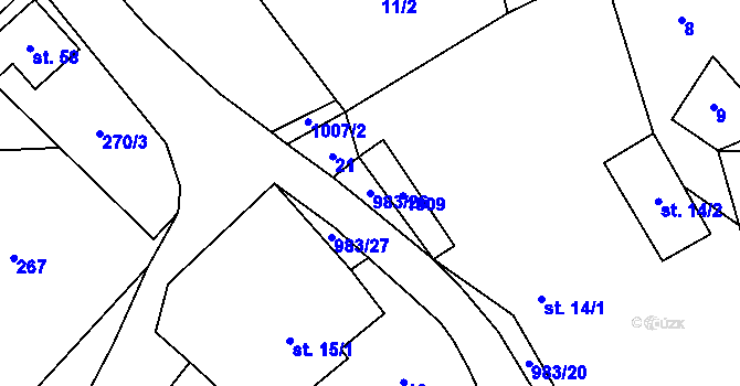 Parcela st. 983/26 v KÚ Kundratice u Rozsoch, Katastrální mapa
