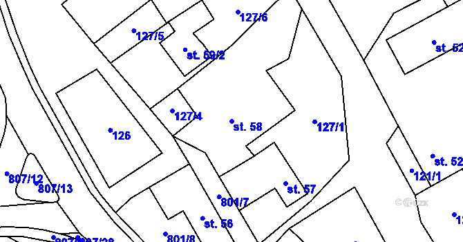 Parcela st. 58 v KÚ Rozsochy, Katastrální mapa