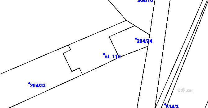 Parcela st. 118 v KÚ Rozsochy, Katastrální mapa