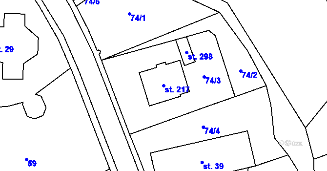 Parcela st. 217 v KÚ Rozsochy, Katastrální mapa
