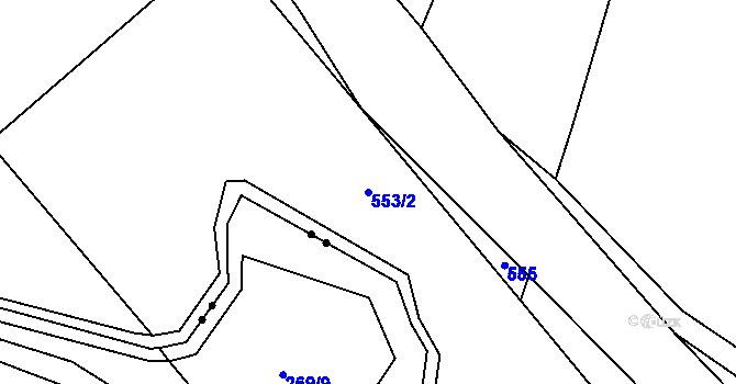 Parcela st. 553/2 v KÚ Rozsochy, Katastrální mapa