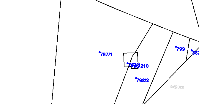 Parcela st. 797/1 v KÚ Rozsochy, Katastrální mapa