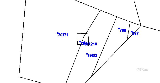Parcela st. 797/2 v KÚ Rozsochy, Katastrální mapa