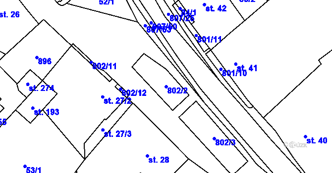 Parcela st. 802/2 v KÚ Rozsochy, Katastrální mapa