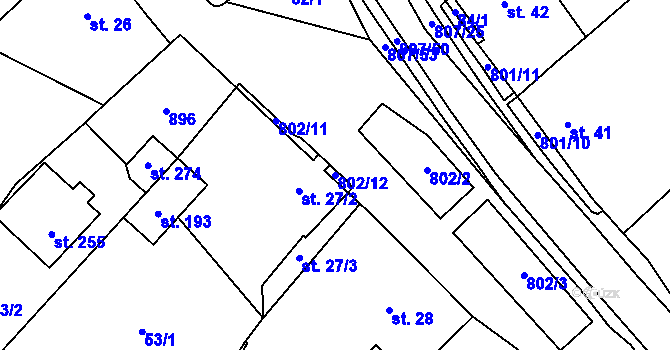 Parcela st. 802/12 v KÚ Rozsochy, Katastrální mapa