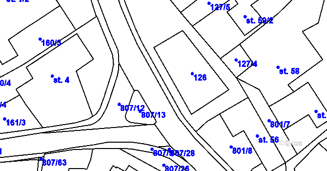 Parcela st. 807/14 v KÚ Rozsochy, Katastrální mapa