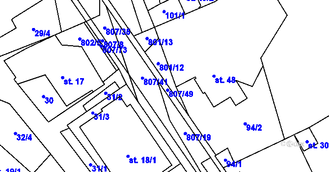 Parcela st. 807/20 v KÚ Rozsochy, Katastrální mapa