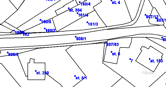Parcela st. 807/55 v KÚ Rozsochy, Katastrální mapa