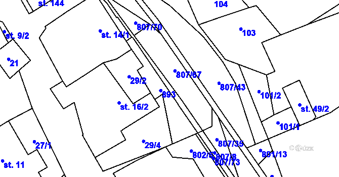 Parcela st. 807/69 v KÚ Rozsochy, Katastrální mapa