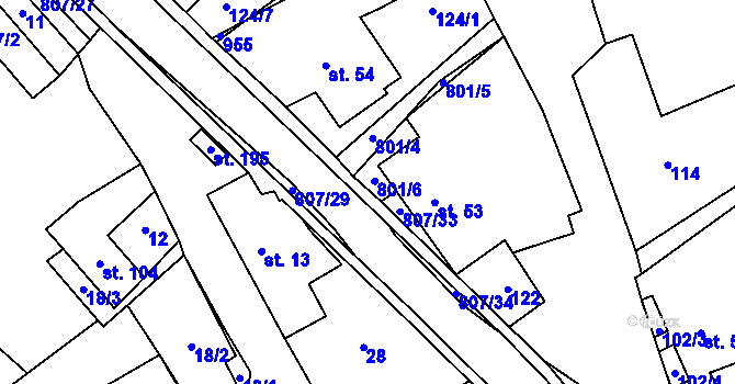Parcela st. 807/80 v KÚ Rozsochy, Katastrální mapa