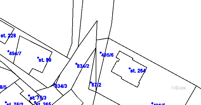 Parcela st. 495/6 v KÚ Rozsochy, Katastrální mapa
