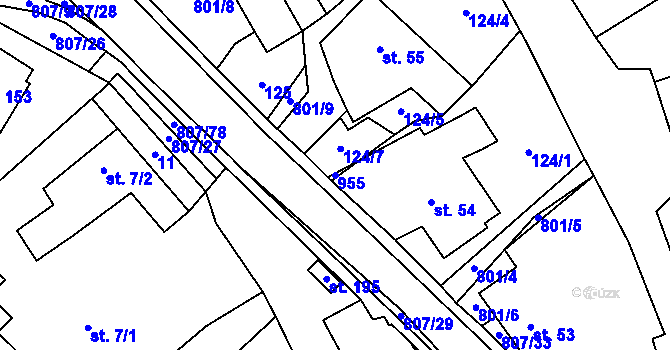 Parcela st. 955 v KÚ Rozsochy, Katastrální mapa