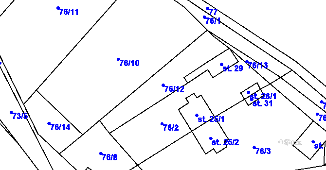 Parcela st. 76/12 v KÚ Vojetín u Rozsoch, Katastrální mapa