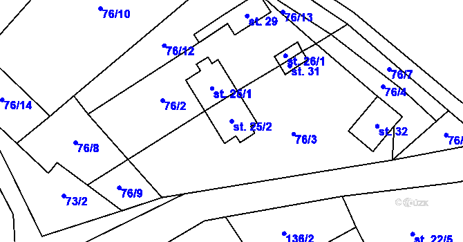 Parcela st. 25/2 v KÚ Vojetín u Rozsoch, Katastrální mapa