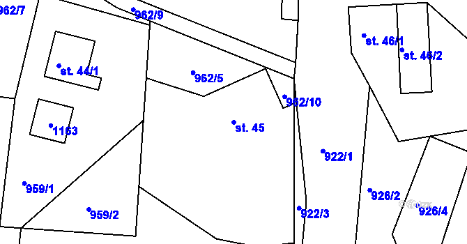 Parcela st. 45 v KÚ Janův Důl, Katastrální mapa