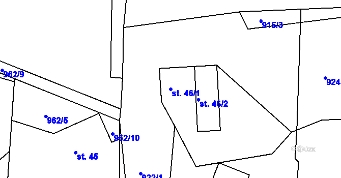 Parcela st. 46/1 v KÚ Janův Důl, Katastrální mapa