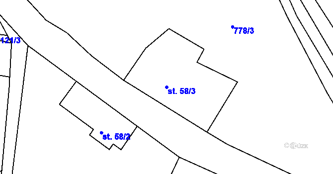 Parcela st. 58/3 v KÚ Janův Důl, Katastrální mapa
