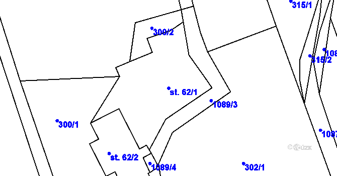 Parcela st. 62/1 v KÚ Janův Důl, Katastrální mapa