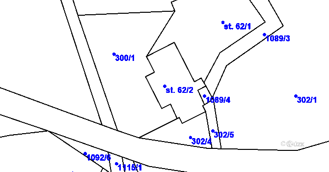 Parcela st. 62/2 v KÚ Janův Důl, Katastrální mapa