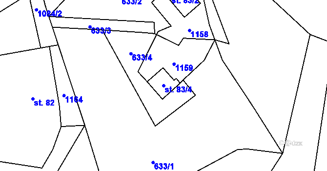 Parcela st. 83/4 v KÚ Janův Důl, Katastrální mapa