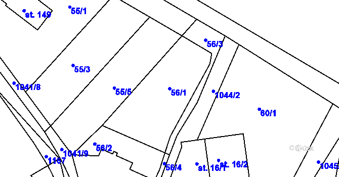 Parcela st. 56/1 v KÚ Janův Důl, Katastrální mapa