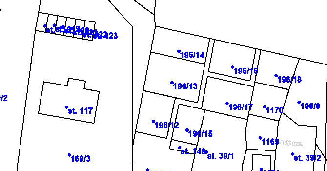 Parcela st. 196/7 v KÚ Janův Důl, Katastrální mapa