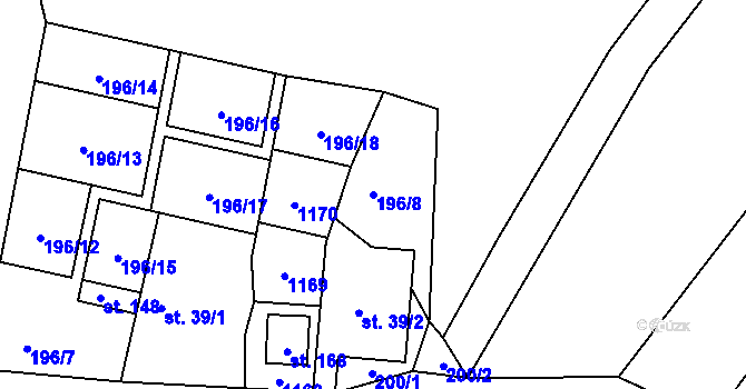 Parcela st. 196/8 v KÚ Janův Důl, Katastrální mapa