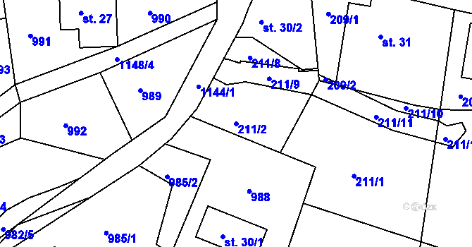 Parcela st. 211/2 v KÚ Janův Důl, Katastrální mapa