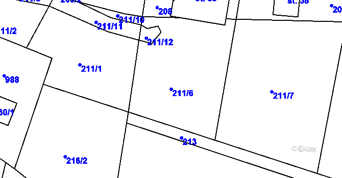 Parcela st. 211/6 v KÚ Janův Důl, Katastrální mapa