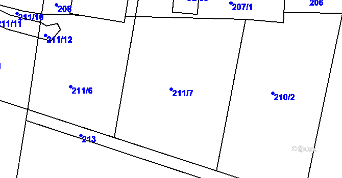 Parcela st. 211/7 v KÚ Janův Důl, Katastrální mapa