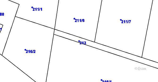 Parcela st. 213 v KÚ Janův Důl, Katastrální mapa
