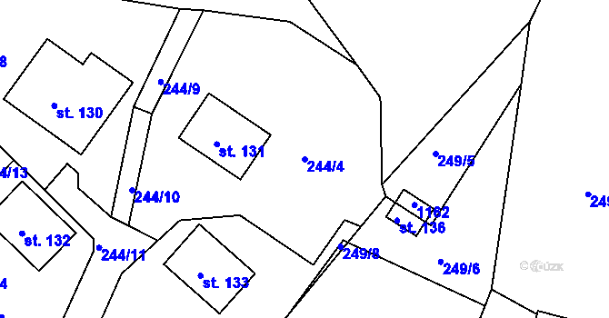 Parcela st. 244/4 v KÚ Janův Důl, Katastrální mapa