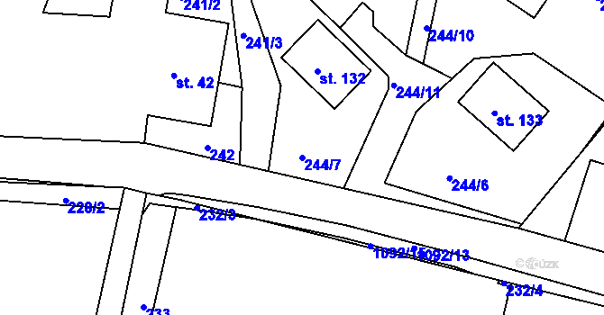 Parcela st. 244/7 v KÚ Janův Důl, Katastrální mapa