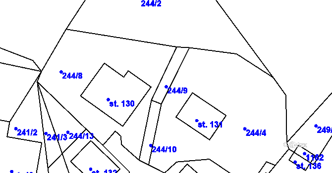 Parcela st. 244/9 v KÚ Janův Důl, Katastrální mapa