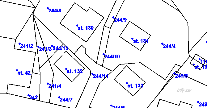 Parcela st. 244/10 v KÚ Janův Důl, Katastrální mapa