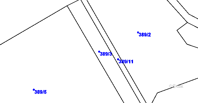 Parcela st. 389/3 v KÚ Janův Důl, Katastrální mapa