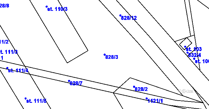Parcela st. 828/3 v KÚ Janův Důl, Katastrální mapa