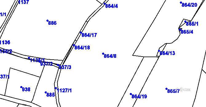 Parcela st. 864/8 v KÚ Janův Důl, Katastrální mapa